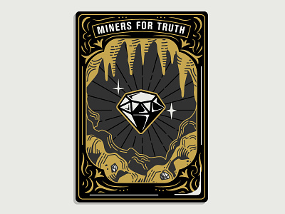 Hoodzpah "Miners for Truth" Card Illustration branding diamond hoodzpah illustration mine occult tarot vintage