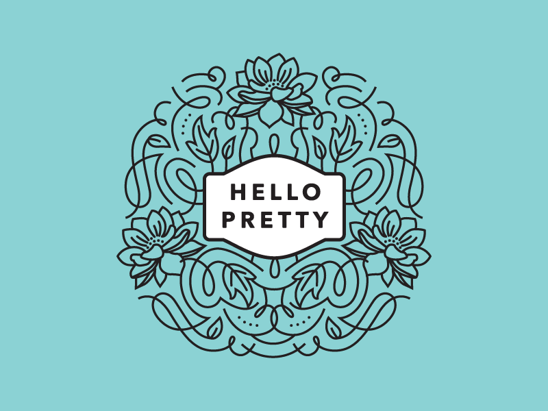 Hello Pretty Logo Mockup logo branding flourishes swashes ornate feminine leaves floral whimsical