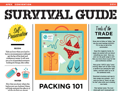 APEX Survival Guide screenshot bathing suit clothes cocktail editorial layout guide packing retro sandals suitcase survival water