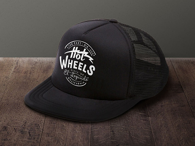 Hot Wheels Trucker Hat Logo cars hand drawn hat logo retro seal typography vintage