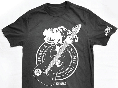 Johnny App Tee for Pitchfork Music Fest bomb cloud guitar hand drawn illustration liquor t shirt