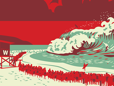 Big Wednesday Poster v1 california crowd newport beach poster retro surfing wave wedge