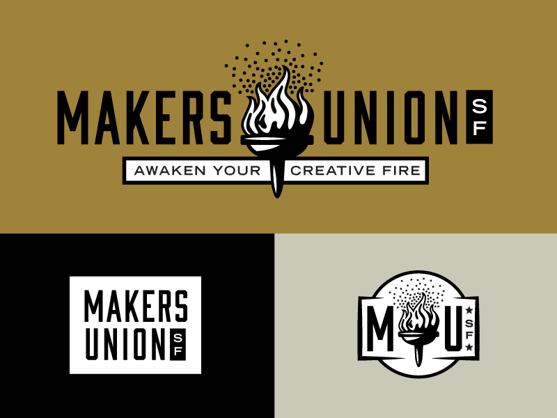Makers Logo A logo branding torch flame apparel seal retro vintage