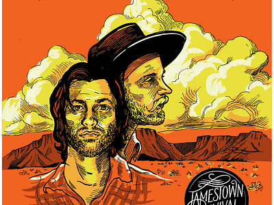 Jamestown Revival "Utah" Tour Poster clouds cowboy desert folk hand drawn illustration poster tour utah vintage western