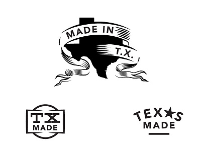 Made In TX Badges badge banner bold illustration logo seal state texas western