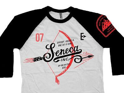 Seneca Ink Hoodzpah Racing Raglan arrow hand drawn jersey lettering moto racing speed t shirt