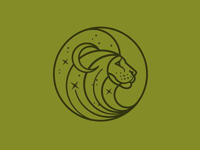 Natural Lion Logo Icon icon lion logo moon natural stars