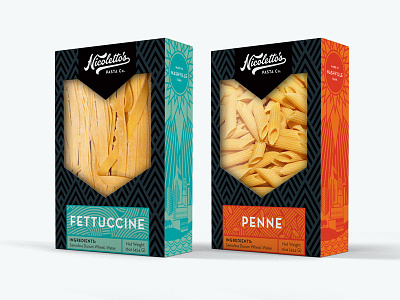 Nicolettos Pasta Packaging box die cut hoodzpah illustration nashville packaging pasta retro