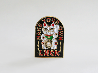 Lucky Cat Enamel Pin cat chinese diamond enamel hoodzpah lapel lucky pin