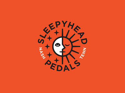 Sleepyhead Logo B bold guitar logo moon nashville pedal retro seal simple stars sun
