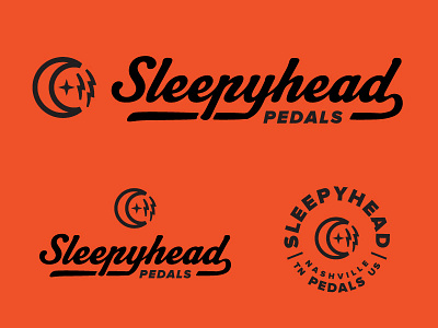 Sleepyhead 3 guitar logo moon music nashville retro rock n roll script sound wordmark