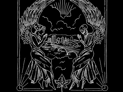 Hardpressed Angels & Demons Tee angel canada illustration ink saskatoon skeleton wings