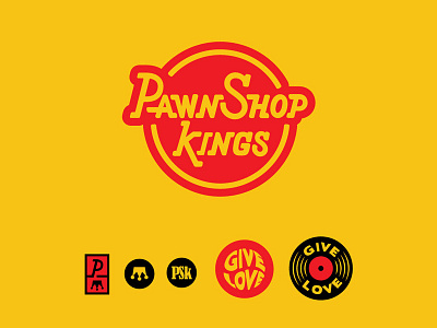 Pawnshop Kings Final Logos blues branding crown icon logo music record retro seal southern vintage vinyl