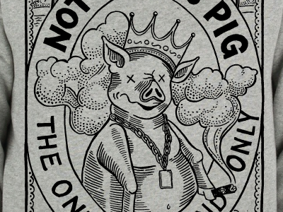 Notorious Pig Sweatshirt apparel california cloud hand drawn hoodzpah illustration india ink king pig smoke