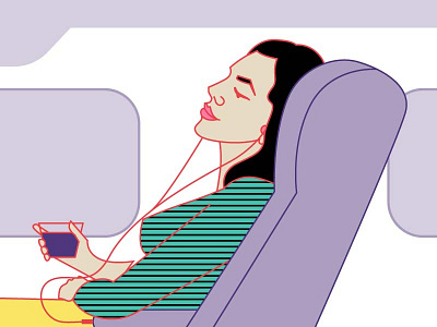 In Flight Entertainment Illustration 1 airplane earphones flight plane wine woman