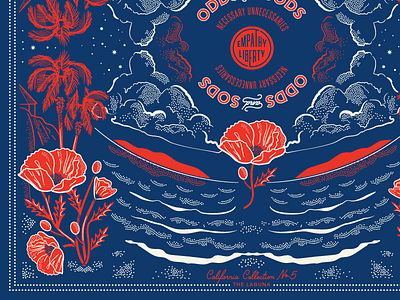 Odds and Sods Laguna Bandana Handkerchief bandana clouds handkerchief laguna laguna beach ocean poppies stars