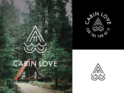 Cabin Love Logo Mock A branding cabin heart logo love melbourne monoline seal simple waves