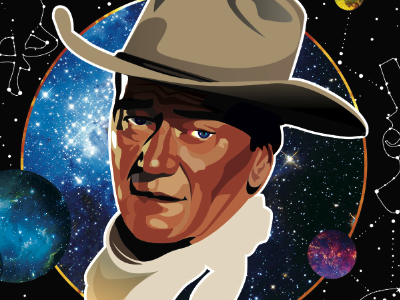 John Wayne country cowboy graphic illustration illustration john wayne outer space planets portrait space stars universe vector western