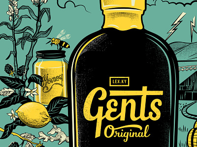 Gents Snub Bottle Poster barn bee bottle ginger honey illustration kentucky lemon soda sugar vintage