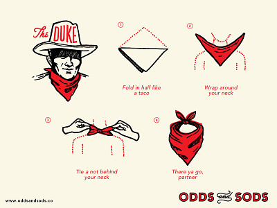 How To Wear A Bandana The Duke bandana cowboy guide handkerchief hoodzpah how to illustration odds and sods step