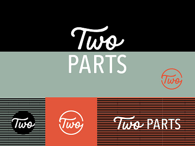 Two Parts Logo bold hand drawn identity lettering logo retro script vintage