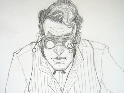 Mad Scientist Sketch film noir illustration mockup pencil retro scientist sketch steam punk