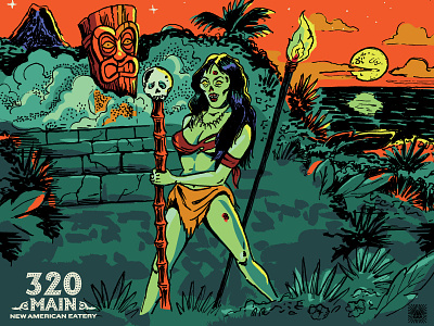 Tiki Throwdown Poster 2016 hoodzpah island polynesian poster pulp retro tiki zombie