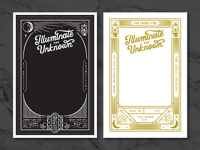 Pin Card Back Designs - Illuminate the Unknown enamel pin illustration lantern moon pin