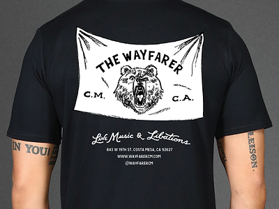 Wayfarer Tee bar bear california flag hand drawn illustration india ink t shirt venue
