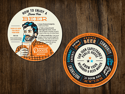 Docent Coaster Revised 50s beer brewery coaster drinking hoodzpah illustration man retro vintage