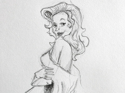 Pinup Sketch girl illustration pinup retro sex symbol sketch vintage