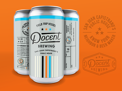 Docent Brewing Crowler Can beer branding brewery can hoodzpah lettering retro seal vintage