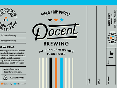 Docent Crowler Can Label beer branding brewery can hoodzpah lettering retro seal vintage