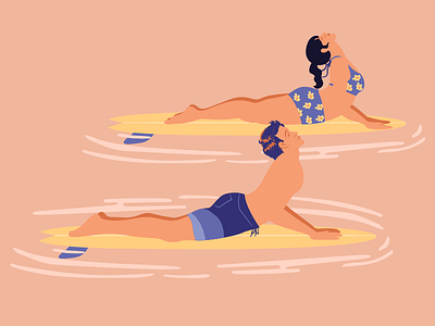 BYI Surfing  Yoga Illustration