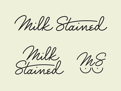 Custom Milk Stained Logo Wordmark icon lettering logo mother retro script vintage wordmark