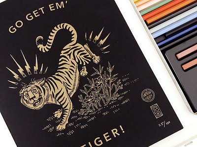 Go Get Em Tiger Letterpress Print