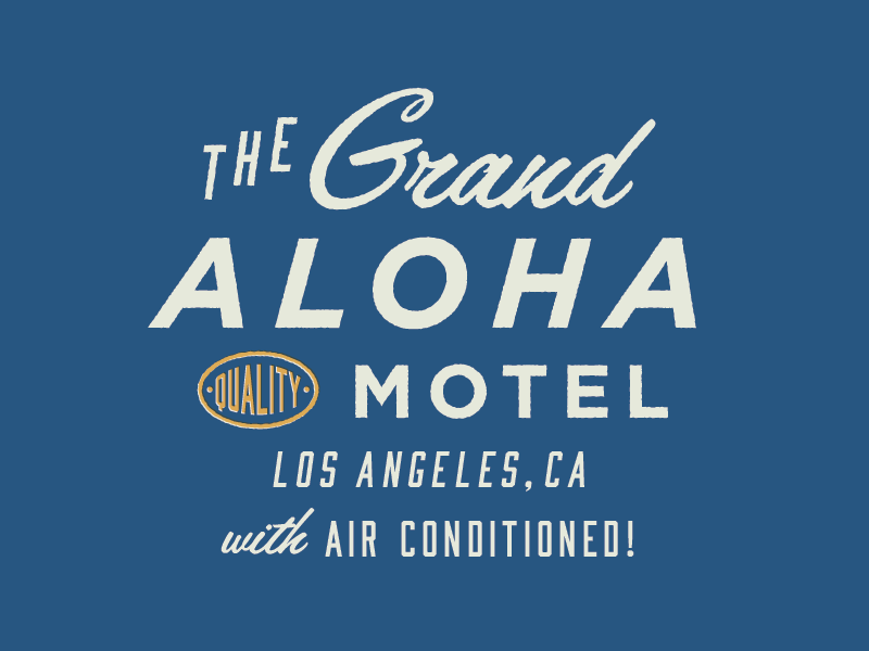 The Grand Aloha Logo Concept A hoodzpah seal motel retro branding logo