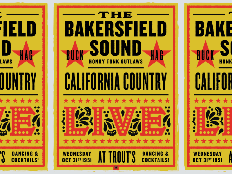 Bakersfield Sound Poster california western country honky tonk 1950s 50s retro vintage poster