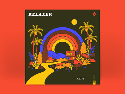 10x17: 6. Alt-J - Relaxer 70s palm tree plants psychedelic rainbow retro sun