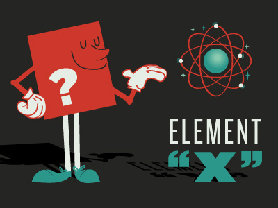 Element X Mockup Charicature detail atom charicature element graphic illustration illustration retro vector