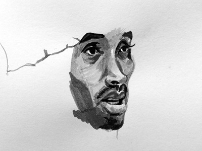 Kobe India Ink Illustration basketball bryant illustration india ink ink kobe lakers masked mamba nba portrait sports