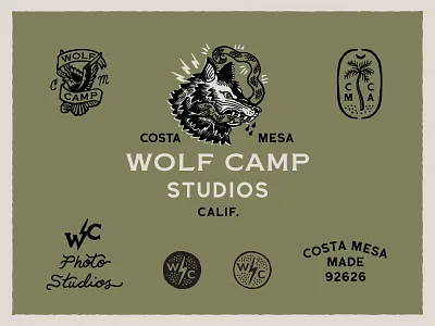 Wolfcamp Studios Logo System eagle flash identity system logo palm tree seal snake system tattoo wolf