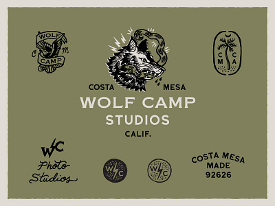 Wolfcamp Studios Logo System eagle flash identity system logo palm tree seal snake system tattoo wolf