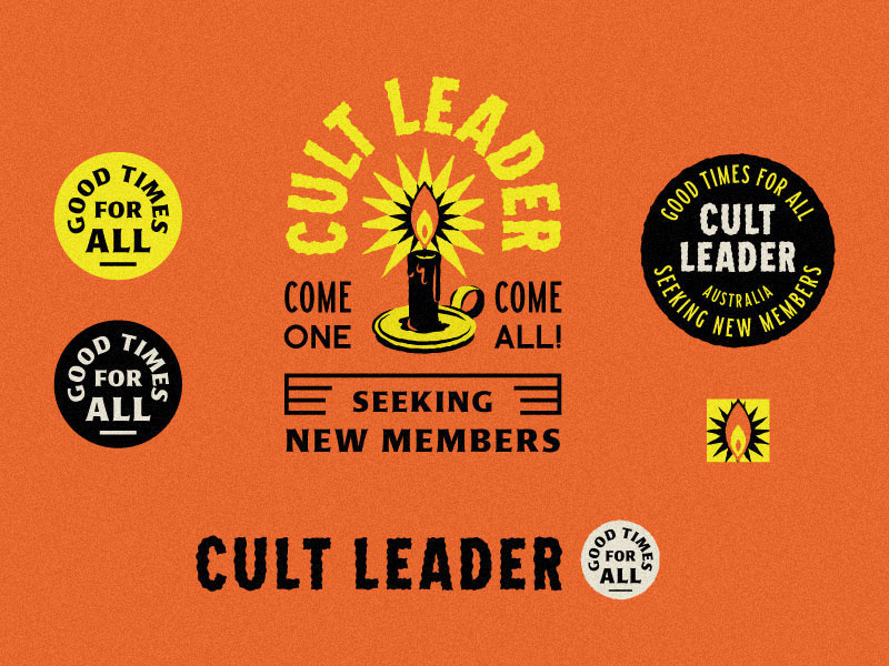 Cult Leader Secondary Marks seal identity system logo retro horror occult cult light candle fire flame