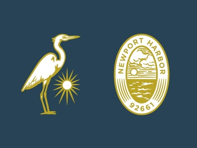 Louie's Secondary Marks bird egret harbor icon newport beach ocean seal sun