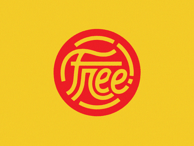 "Free" lettering seal free lettering retro seal sticker