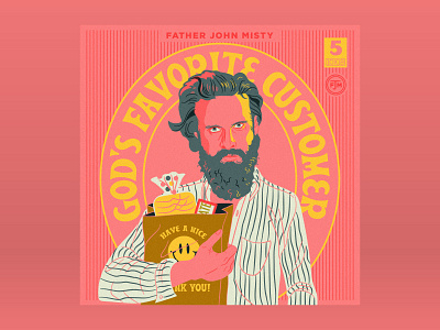 10x18: #5 Father John Misty - God's Favorite Customer 10x18 album bag beale grocery hoodzpah illustration portrait retro