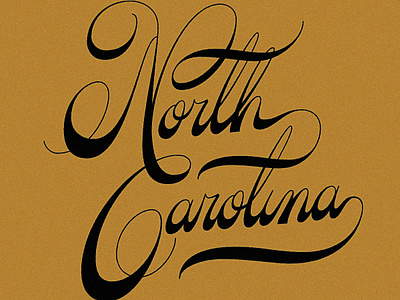North Carolina Custom Lettering cursive lettering north carolina ornate script swash