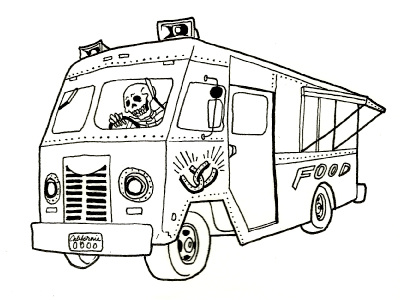 Dead ringers food truck illustration drawing food food truck horse shoe horseshoe illustration skeleton sketch skull truck