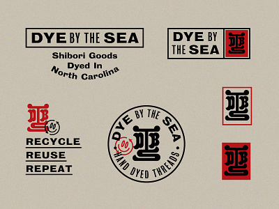 Dye by the Sea Unchosen logos branding identity system japanese logo monogram recycle seal